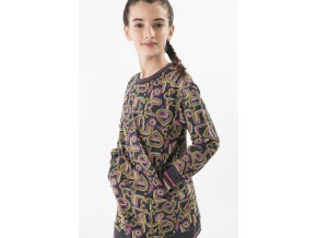 Dívčí mikinové šaty dlouhá mikina holka tmavá mikina retro vzor neon Boboli 4190379461 modelka 1