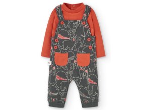 Kojenecký set pro chlapečka tmavé šedé tepláčky s lacly body s dlouhým rukávem oranžové Boboli podzim zima 1491277420 a