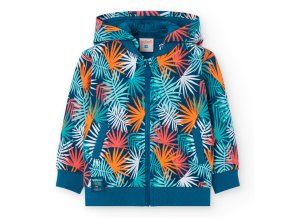 Dětská mikina na zip modrá barevné listy tropical mikina pro kluka i holku unisex 100% bavlna Boboli Španělsko 3211529653 a