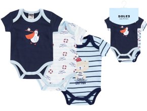Kojenecké body modré-bílé Kapitán (3 ks) Kojenecké oblečení body 100% bavlna obálkový střih Boley 6151211 0 9950 a