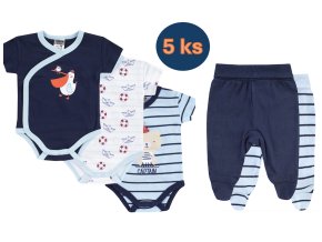 Kojenecký set pro chlapečka zavinovací body polodupačky 5 ks 100% bavlna Kapitán Boley 6151212-6371210-9950