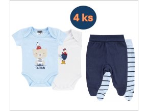 Kojenecký set body a polodupačky modrý Kapitán (4 ks) set pro chlapečka 100% bavlna Boley 6151213-6371210-9950 set