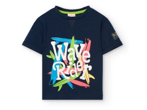 Chlapecké tričko tmavě modré Wave potisk barevný 100% bavlna tričko pro kluka Boboli 5311662440 a