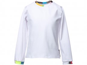 Dětské bílé tričko s dlouhým rukávem barevný patchwork Barcelona art a