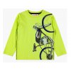 Chlapecké tričko s dlouhým rukávem hladící potisk moto bike limetkově zelené Boboli kluk