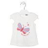 018 1003AL dívčí bílé tričko s krátkám rukávem Motýlek růžová 100% bavlna Losan