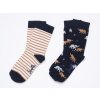 Dětské ponožky pro kluka tmavě modré béžové pruhované zvířátka slůně Ewers K 14269