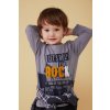 Chlapecké tričko s dlouhým rukávem šedé žluté s potiskem bavlna Rock music chlapecké tričko Lets Rock šedé 3D model Boboli