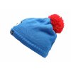 Dětská pletená čepice s bambulí Ksichtík modrá K 10626