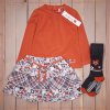 Boboli dívčí tričko oranžové antracit šedé květy clay set Sukně
