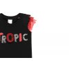 Dívčí tričko černé Tropic krátký rukáv růžové volánky holka Boboli 412030890 c