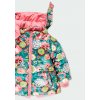 Oboustranná dívčí bunda zimní růžová květy zelená lehká teplá bunda pro holčičku Boboli holka s odepínací kapucí2331549671 h