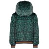 Dívčí zimní bunda oboustranná bomber s kožíškem chlupatá tygr gepard tmavě modrá bunda do pasu holka Holandsko N107 5201 320 1B