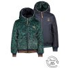 Dívčí zimní bunda oboustranná bomber s kožíškem chlupatá tygr gepard tmavě modrá bunda do pasu holka Holandsko N107 5201 320 1