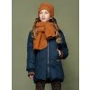 Dívčí zimní bunda dlouhá parka tmavomodrá s kožíškem oranž NONO holka  N107 5204 110 4