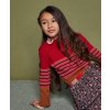 Dívčí svetr tříbarevný pruhovaný okr růžový magenta Malina bavlna NoNo holka N108 5311 model 2