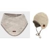 Zimní set pro miminko teplý kojenecká zimní čepička s nákrčníkem béžová vlna bavlna mocca Maximo 15500-15400-071100-1055