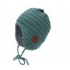 Ušanka kojenecká pletená čepička tyrkysová viridiánová zeleň bavlněná čepice pro mimi Maximo 5571-372500-15