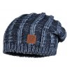 Dětská pletená čepice beanie modrá jeans skřítkovská čepice pro děti jednoduchý styl Maximo