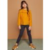 Dívčí strečové kalhoty do zvonu šedé/žluté trojúhelníčky legíny pro holku bavlna Nono N109 5602 019 modelka