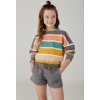 Dívčí mikina s kapucí barevné pruhy bio bavlna Boboli holka dívčí set s šortkami Organic464138 copy