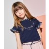 Dívčí tričko s roláčkem a volánky tmavě modré elegantní top s krátkým rukávem pro holku NoNo holand N112 5400 110 modelka