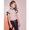 Dívčí tričko s roláčkem a volánky starorůžové tričko s krátkým rukávem atypický výstřih stojáček holand NoNo holka N112 5400 240 model