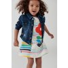 Dívčí letní šatičky barevně pruhované Boboli holka 2240979826 modelka s džínovou bundou