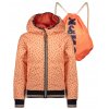 Dívčí lehká bunda s pytlem batůžkem oranžová růžová jarní bunda větrovka Papaya/broskev s puntíky NoNo holka N202 5200 530 a