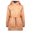 Dívčí kabát parka s kapucí béžový/broskev satén baloňák pro holku NoNo jaro dlouhá bunda N202 5204 424 a