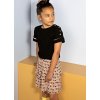 Dívčí kombinované šaty s krátkým rukávem jaro léto černý top/sukně s potiskem růžová žlutá NoNo holka N202 5805 242 modelka v šatech