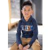 Chlapecké tričko s dlouhým rukávem s kapucí tmavě modré barevná výšivka bavlna FRESH kluk B-Nosy Y112 6400 151 model