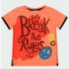 Chlapecké tričko oranžové Good vibes grepové tričko dvojitý rukáv rozparek peace plastický nápis bavlna triko pro kluka Boboli 5241795115 a