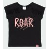 Dívčí tričko černé s třásněmi Roar černý top pro holku krátký rukáv bavlna gepard rozpárané holka Boboli 404154890 a