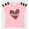Dívčí tričko na ramínka růžové Srdce starorůžový top zajímavý krátký rukáv plyš gepard Boboli holka 4040643746 a
