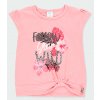 Dívčí tričko růžové s uzlíkem Jungle starorůžové tričko top pro holku třpytky zavazovací krátký rukávek bavlna melír zebra džungle Boboli holka 4040193746 a
