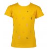 Dívčí tričko žluté s barevnými výšivkami bavlna sluníčko top pro holku nabíraný krátký rukáv zdobné holand NoNo léto N202 5401 507 a