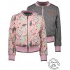 Dívčí oboustranná bunda blejzr do pasu elegantní růžový fialový květy gepardí vzor na zip holandsko NoNo sladké květy N202 5308 603 a