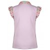 Dívčí tričko top fialový s barevným rukávem stříškový rukáv volánky blůza halenka kulatý límeček výstřih na knoflíčky bavlna žebrované tričko lila pro holky NoNo N202 5406 603 b