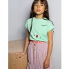 Dívčí tričko mentolově zelené s barevnou výšivkou srdíčko světlý top pro holky NoNo bavlna N202 5404 322 c