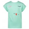 Dívčí tričko mentolově zelené s barevnou výšivkou srdíčko světlý top pro holky NoNo bavlna N202 5404 322 a