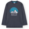 Chlapecké tričko s dlouhým rukávem antracit tmavé tričko pro kluka Boboli eco Arctic 5290628116 a
