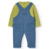 Kojenecký set s lacly Medvídek modrý proužek barevná nášivka pistáciově zelené body tričko komplet batole Boboli 1391714688 b