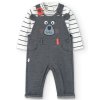 Kojenecký set s lacly šedo-bílý Méďa tepláčky s lacly miminko chlapeček tmavé tepláčky Boboli 1491059457 a