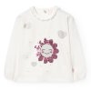Dívčí tričko s dlouhým rukávem bílé Květinka měnící flitr sváteční Boboli chick holka 7090401111 a