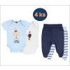 Kojenecký set body a polodupačky modrý Kapitán (4 ks) set pro chlapečka 100% bavlna Boley 6151213-6371210-9950 set