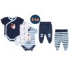 Kojenecký set zavinovací body a polodupačky modré pro chlapečka 100% bavlna Boley 6151211-6371110-9950