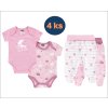Kojenecký set body a polodupačky růžové Měsíček (4 ks) růžový set pro holčičku miminko 100% bavlna Boley 6151208-6371205-9940