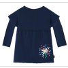 Dívčí šaty tmavě modré s barevným potiskem tmavé šaty s dlouhým rukávem tričko pro holku 100% bavlna Boboli 202228 b