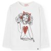 Dívčí tričko s dlouhým rukávem bílé srdíčko kresba kočka bavlna Boboli 4220081111 a